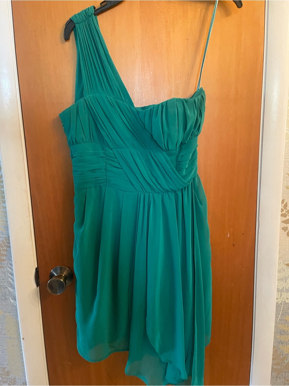 H&M One-Shoulder Teal Chiffon Cocktail Dress